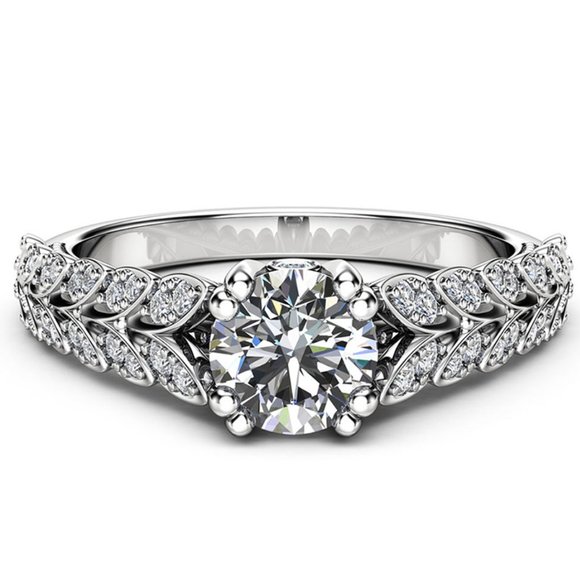 925 Silver Crystal Zircon Stone Unique Leaf Design Ring for Women, VIP341 - Picture 8 of 10